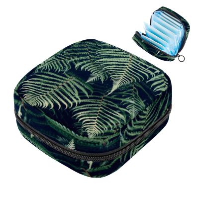 Nature Forest Plant Green Sanitary Pad Storage Bag, Portable Period Pouch for Women, Teen Girls, Menstrual Cups and Nursing Pads