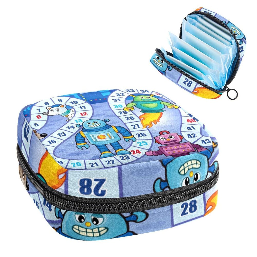 Portable Blue Menstrual Product Storage Bag with Zipper