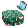 Women’s Period Product Storage Bag, Portable Zipper Pouch, Green Christmas Candy Pattern view 1