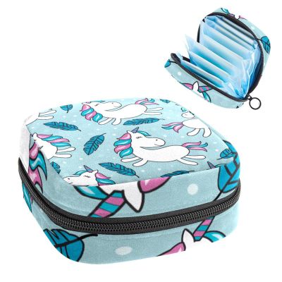 Blue Unicorn Period Pouch with Zipper