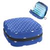 Portable Period Product Storage Bag, White and Blue Polka Dot view 1