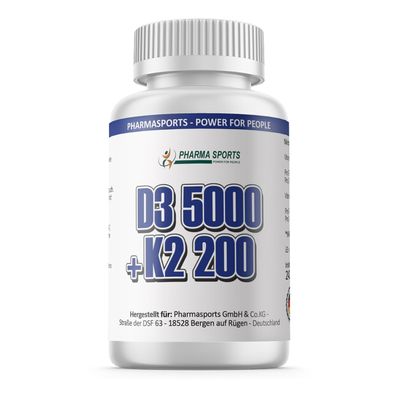 Vitamin D3 + K2 Depot – 240 Tablets with 5,000 IU D3 + 200 mcg K2 per Tablet – 99.5%+ All-Trans
