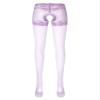 TiaoBug Women's Open-Crotch Sheer Pantyhose, Elegant Dance Tights for Go-Go Outfits and Clubwear, Light Purple, Size M view 4