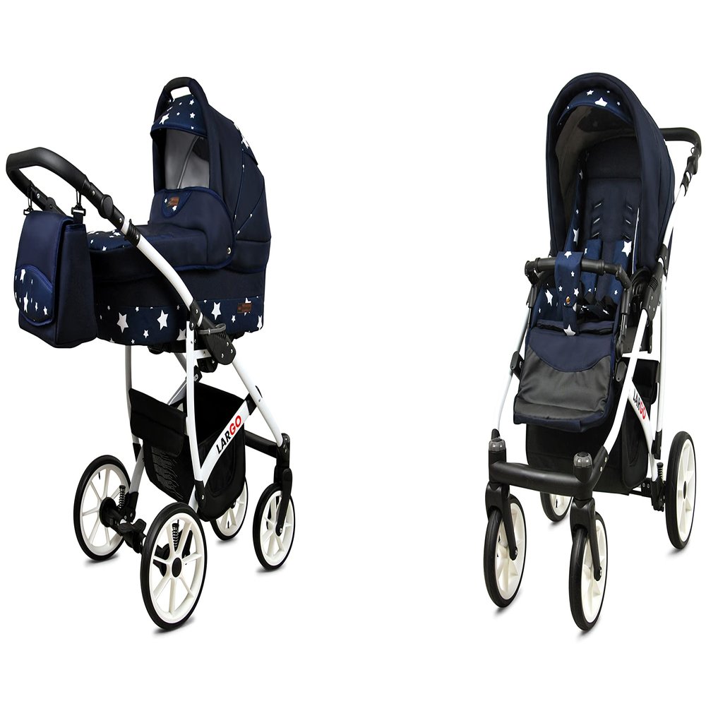 BabyLux Largo 2-in-1 Baby Stroller with Carrycot, Adjustable and Foldable, Olive Black