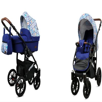 BabyLux Optimal 2-in-1 Baby Stroller with Bassinet, Red Tulips, Black Frame
