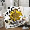 Cowhide Floral Blanket 130 x 150 cm, Leopard Print Fleece Throw, Black Brown Yellow view 1
