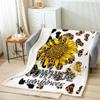 Cowhide Floral Blanket 130 x 150 cm, Leopard Print Fleece Throw, Black Brown Yellow view 2
