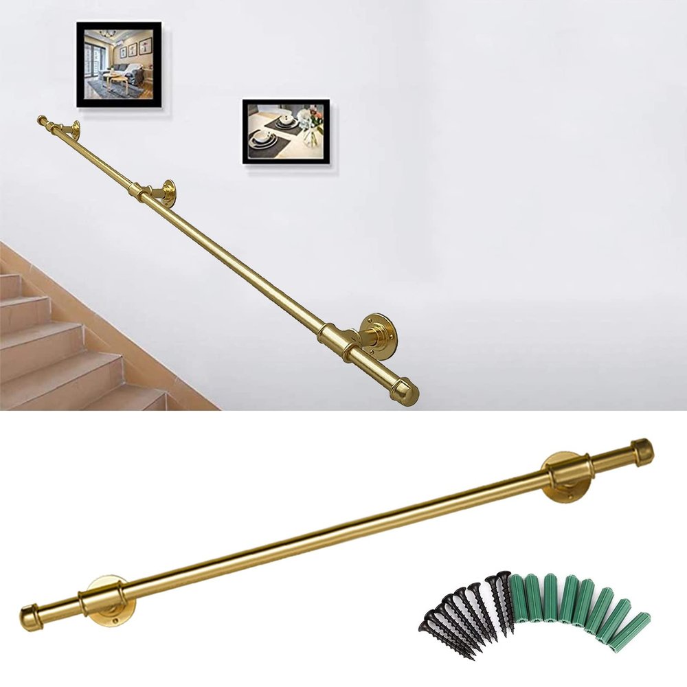 DMCHENGMA Gold Wrought-Iron Stair Handrail Kit, 500 cm