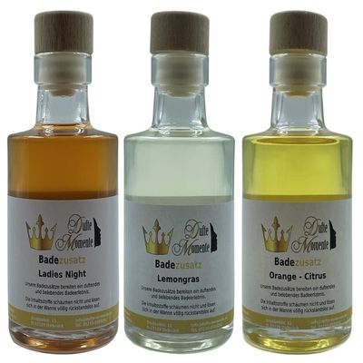 Dufte Momente Bath Additive 3 x 100 ml – Ladies Night (Strawberry, Vanilla), Lemongrass and Orange-Citrus