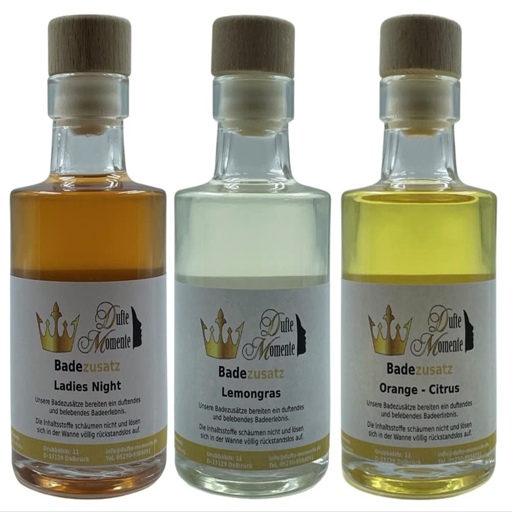 Dufte Momente Bath Additive 3 x 100 ml – Ladies Night (Strawberry, Vanilla), Lemongrass and Orange-Citrus
