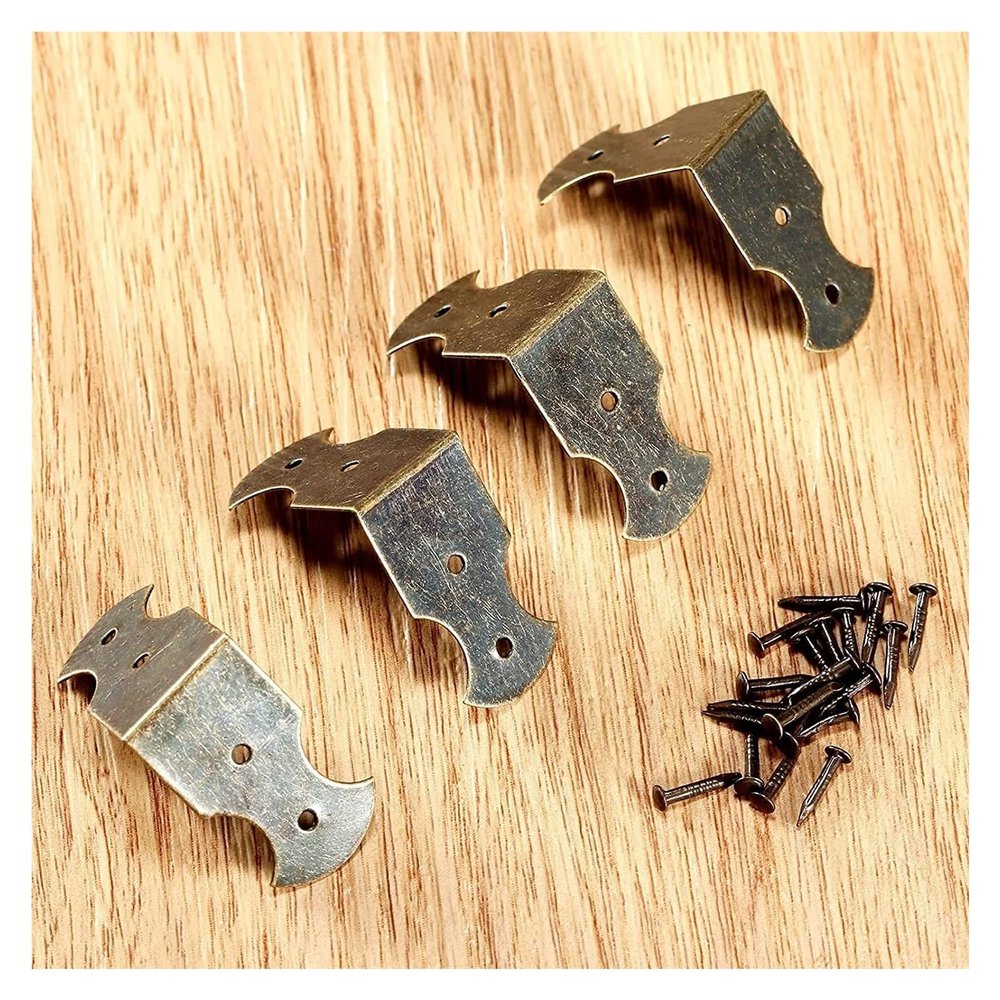 Antique Decorative Furniture Corner Protectors, 4-Piece Bronze Corner Brackets, 24 x 24 x 14 mm