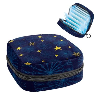Portable Menstrual Product Storage Bag with Zipper, Snowflake and Star Pattern