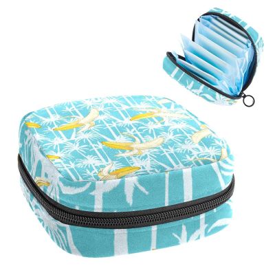 Women's Period Product Storage Pouch, Zippered Banana Pattern
