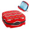 Women's Menstrual Product Storage Bag, Red Geometric, Zippered view 1