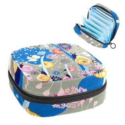 Portable Period Product Storage Pouch with Zipper, Snail on Branches