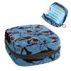 Portable Menstrual Product Storage Bag with Zipper, Blue Shark-Tooth Pattern view 1