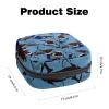Portable Menstrual Product Storage Bag with Zipper, Blue Shark-Tooth Pattern view 2