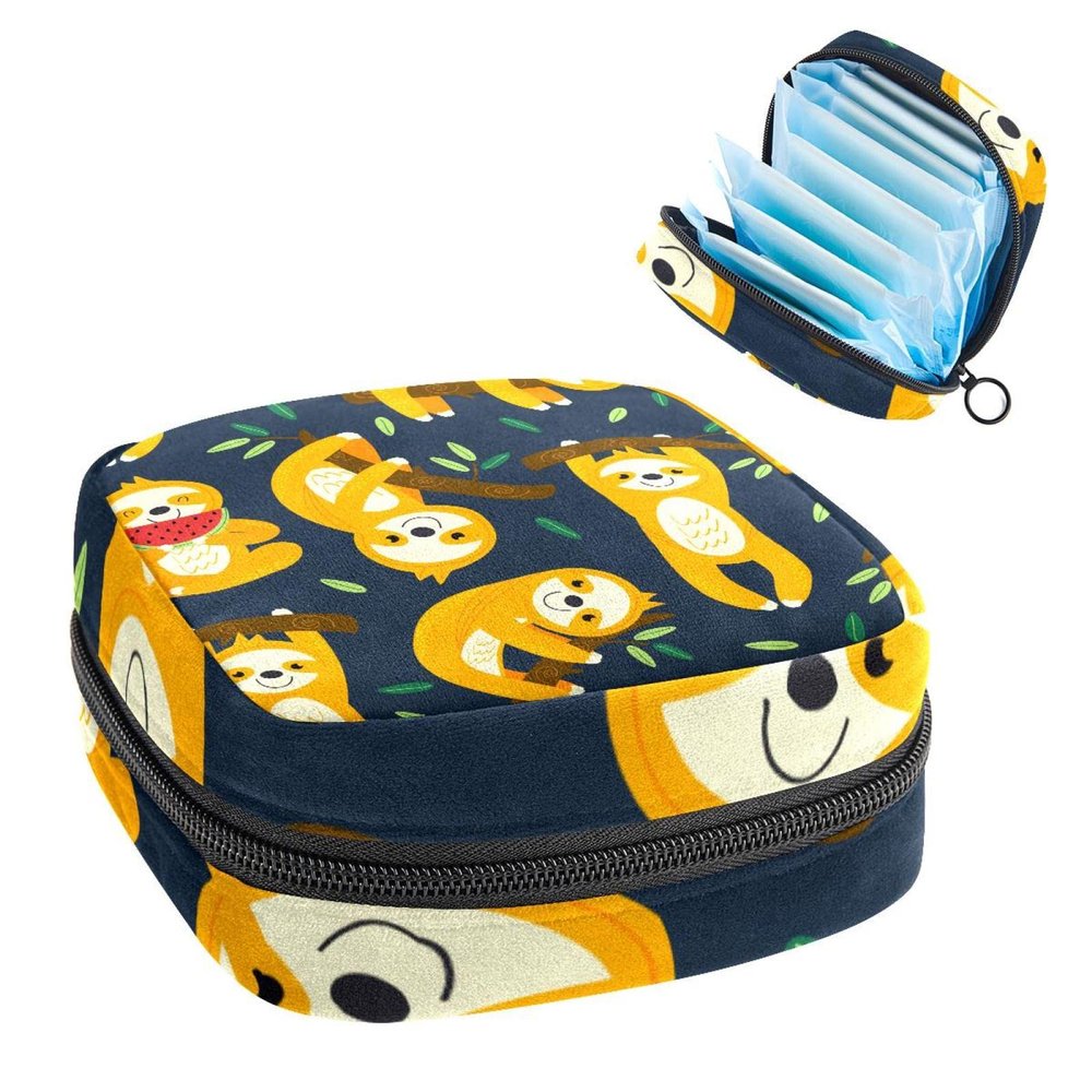 Portable Sloth Period Product Storage Bag with Zipper