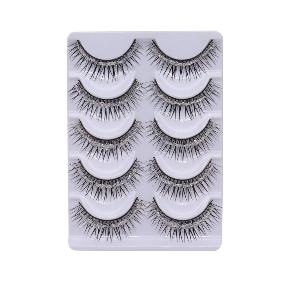 5 Pairs of Glitter False Eyelashes, Black