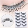 5 Pairs of Glitter False Eyelashes, Black view 3