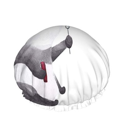 Watercolor Panda Shower Cap with Cute Animal and Summer Flower Design