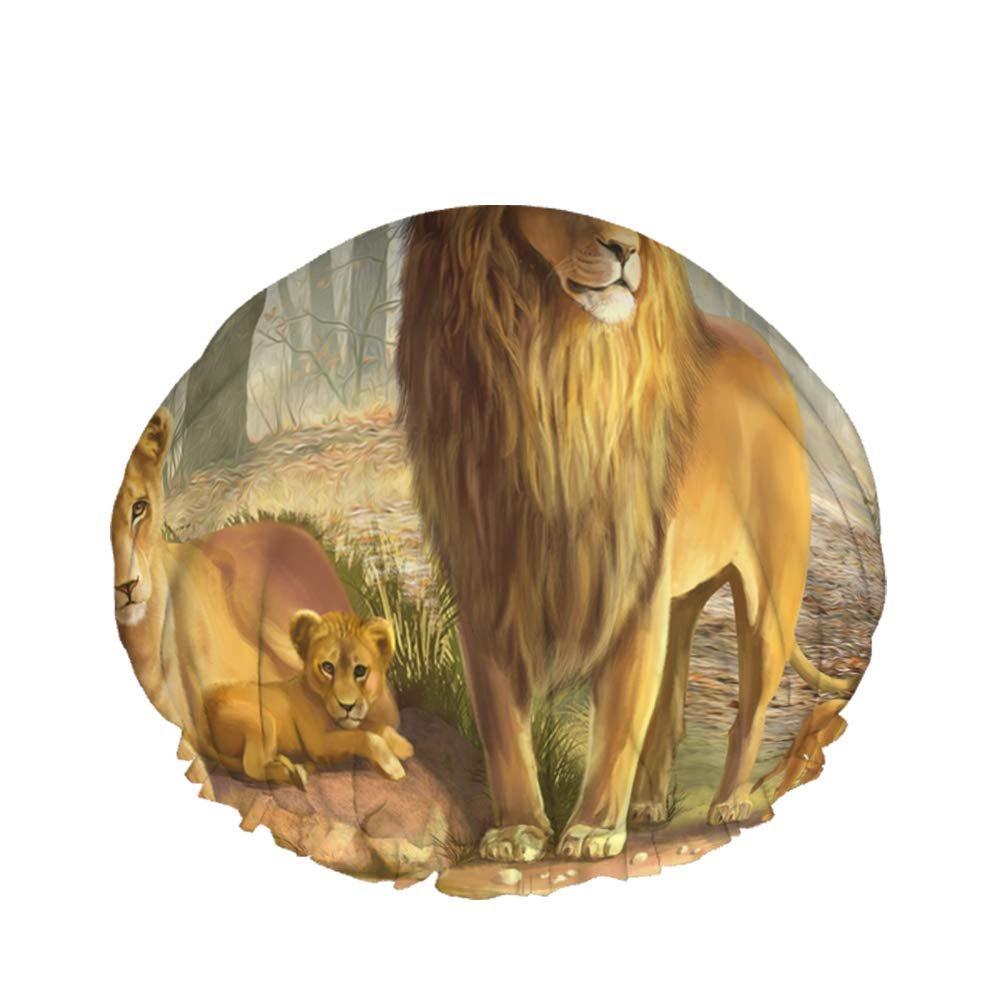 Lion Double-Layer Shower Cap for Women