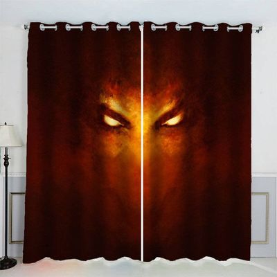 VASENA Kids' Room Curtains, Skeleton Gothic Eyes, Blackout Curtains with Grommets, 2-Piece Set, 150 x 166 cm