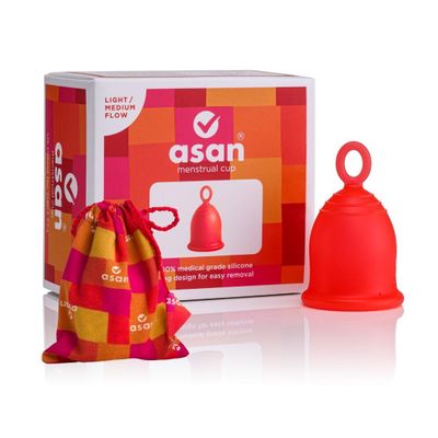 Asan Menstrual Cup - Easiest Period Cup to Insert and Remove - Special Ring Design - Medical-Grade Silicone - Developed in the USA (Light/Moderate Flow)