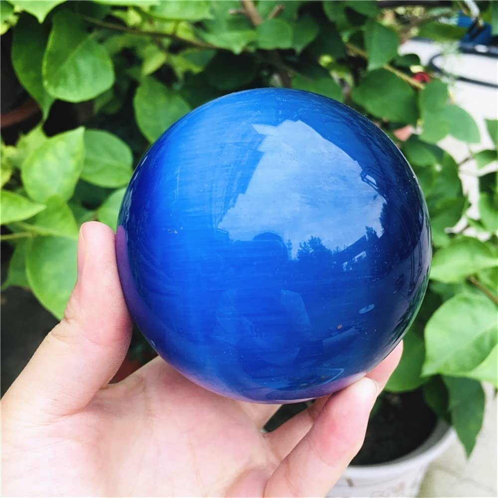 WGPHD Natural Deep Blue Cat's Eye Quartz Crystal Healing Sphere, 270 g