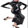 Baby Pink and Black Figure-Hugging Latex Long Dress, XXL view 2
