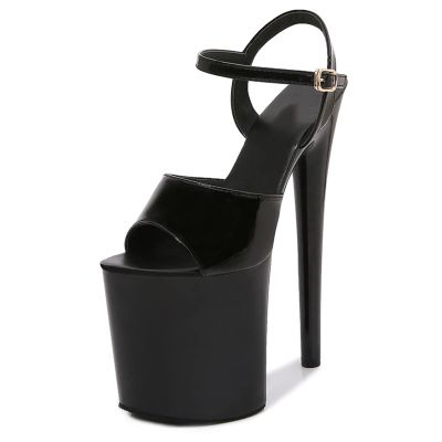20 cm Sexy Stiletto High Heels Fetish Sandals, Black, EU 36