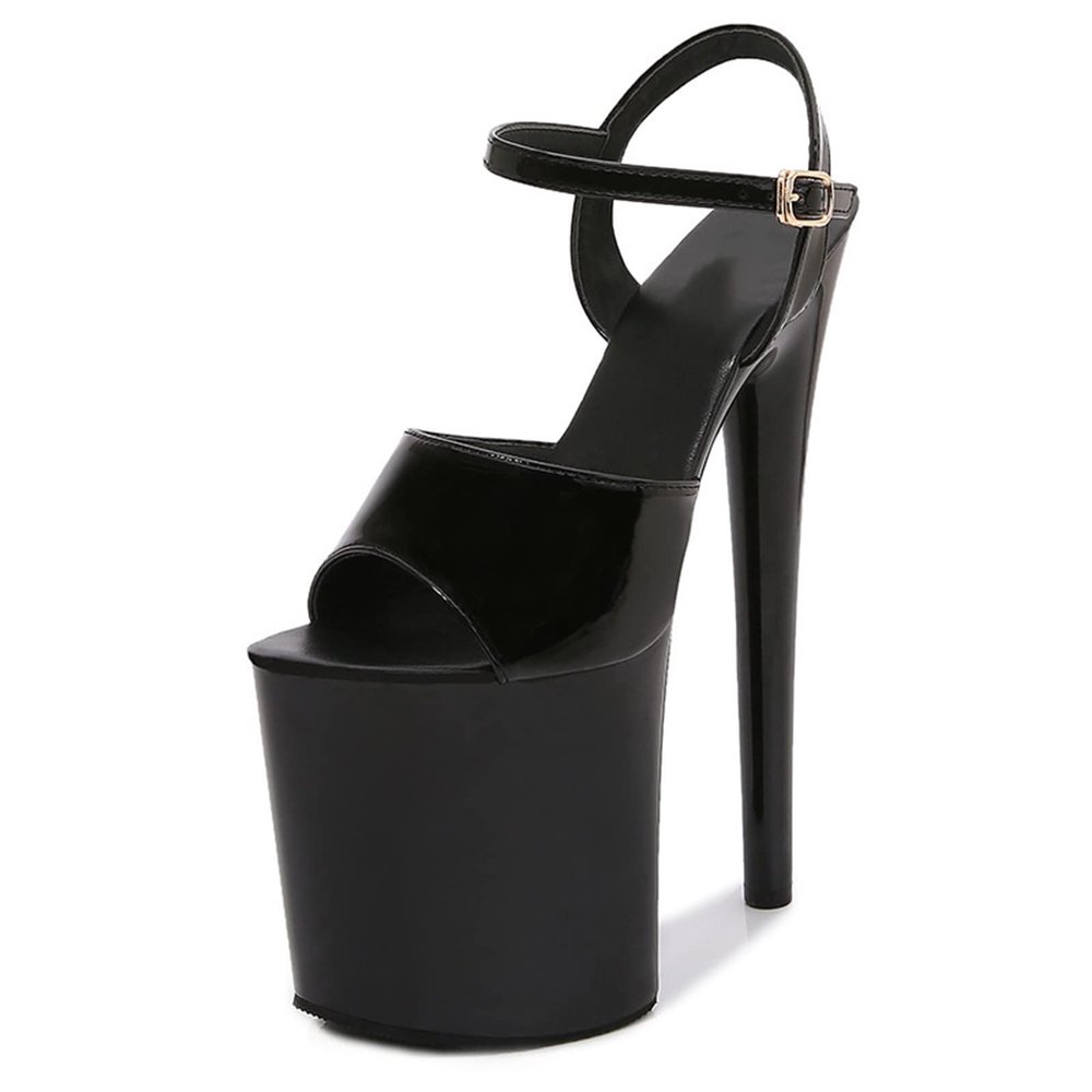 20 cm Sexy Stiletto High Heels Fetish Sandals, Black, EU 36