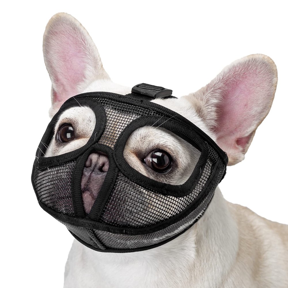 ILEPARK Muzzle for Short-Snouted Dogs, Bulldog, L, Black