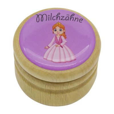 GICO Baby Tooth Box, Wooden, Screw-Top Lid, 44 mm, Princess