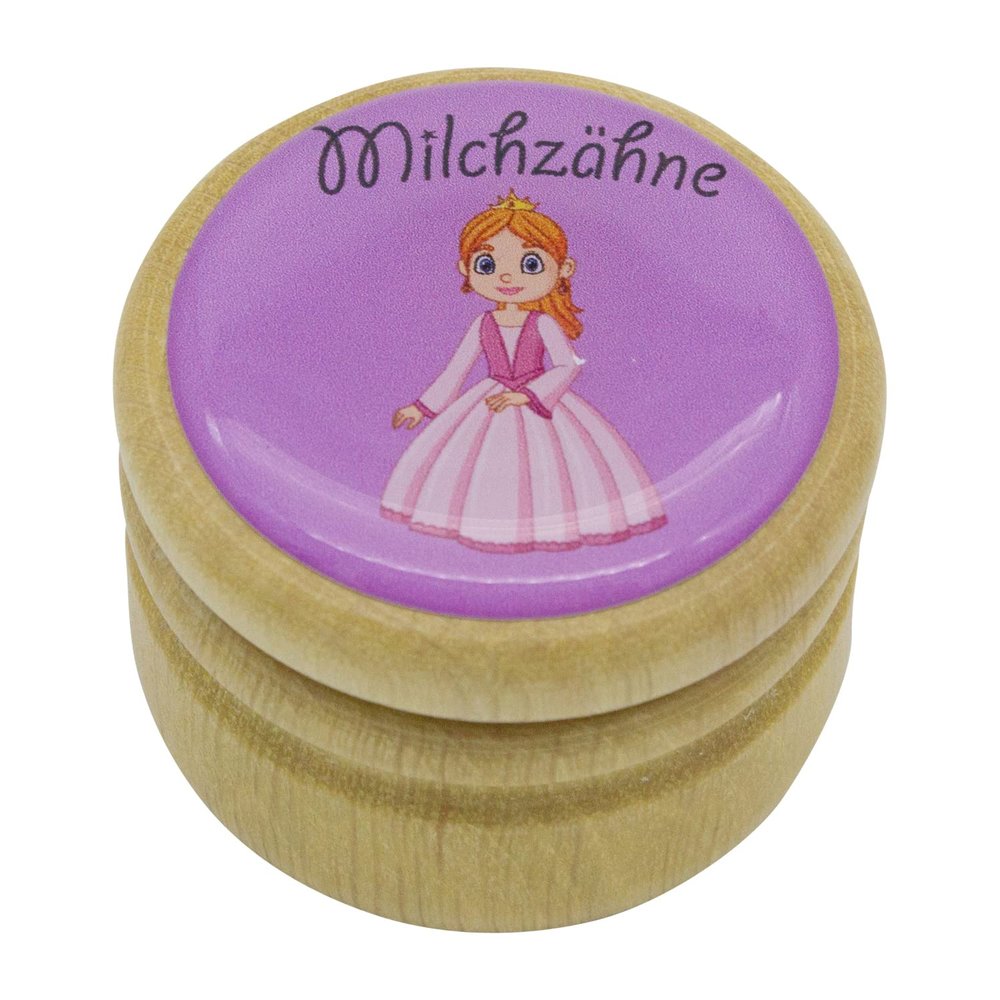 GICO Baby Tooth Box, Wooden, Screw-Top Lid, 44 mm, Princess