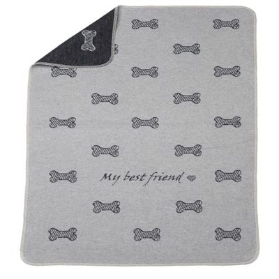 David Fussenegger “My Best Friend/Bones Allover” Dog Blanket, 70 x 90 cm, Light Gray