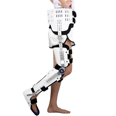 Adjustable Rigid Hinged Knee Brace, Post-Surgery Knee Orthosis with Breathable Thigh-to-Foot Support