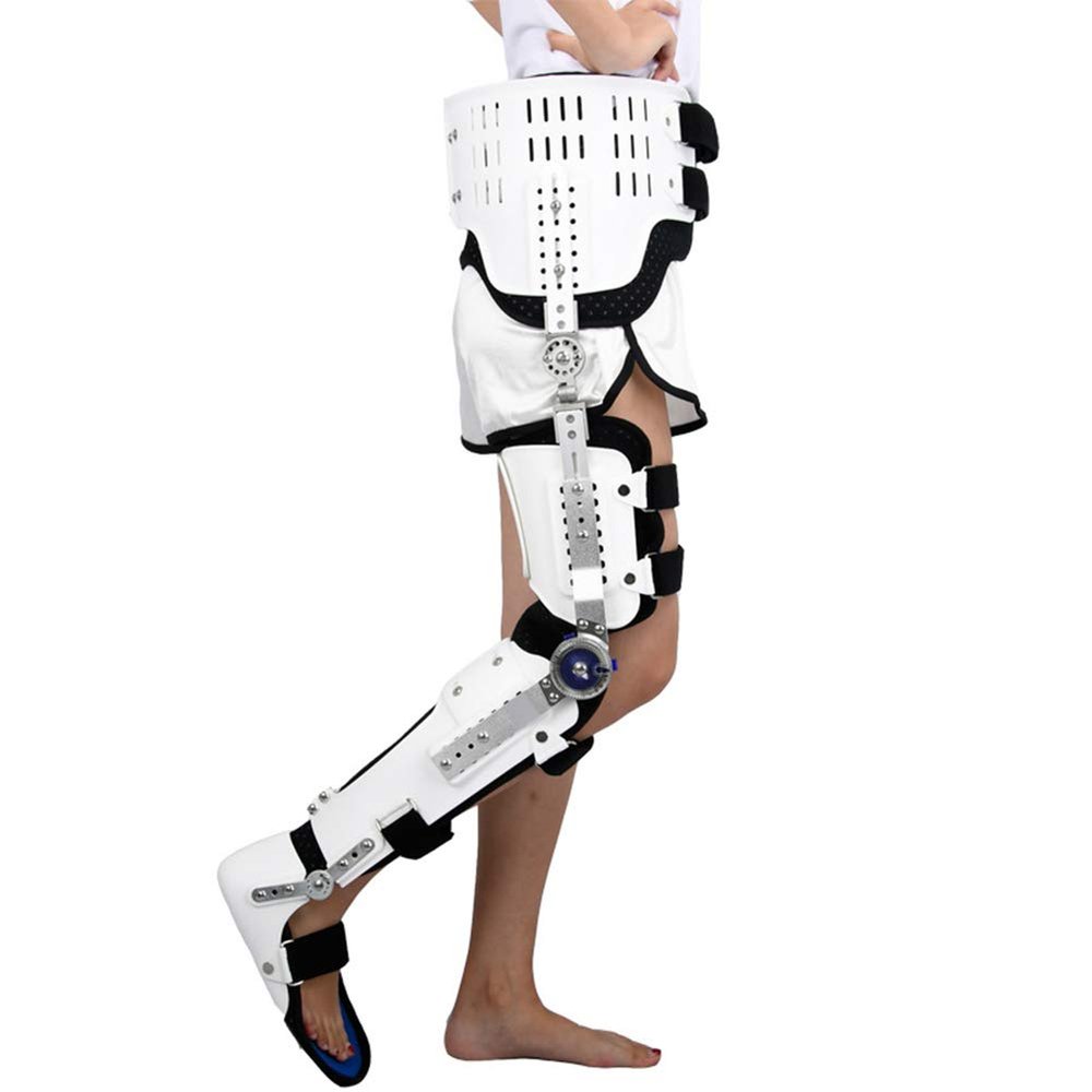 Adjustable Rigid Hinged Knee Brace, Post-Surgery Knee Orthosis with Breathable Thigh-to-Foot Support
