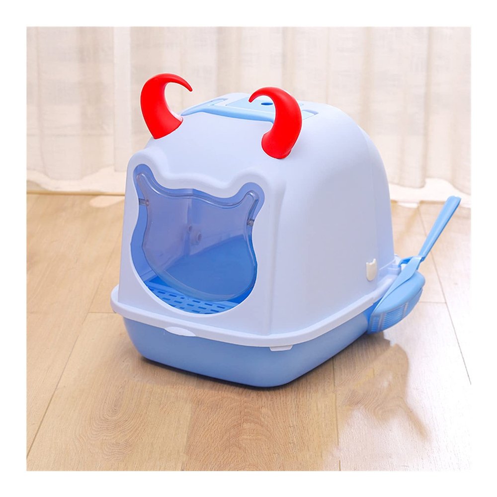 SUNESA Large Covered Cat Litter Box with Scoops, Blue