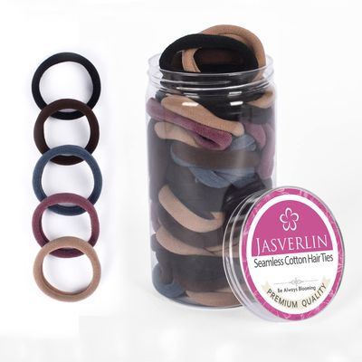 JASVERLIN Dark Brown Hair Ties, Seamless Ponytail Holders, 100 Count