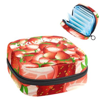 Women's Strawberry Period Product Storage Bag with Zipper