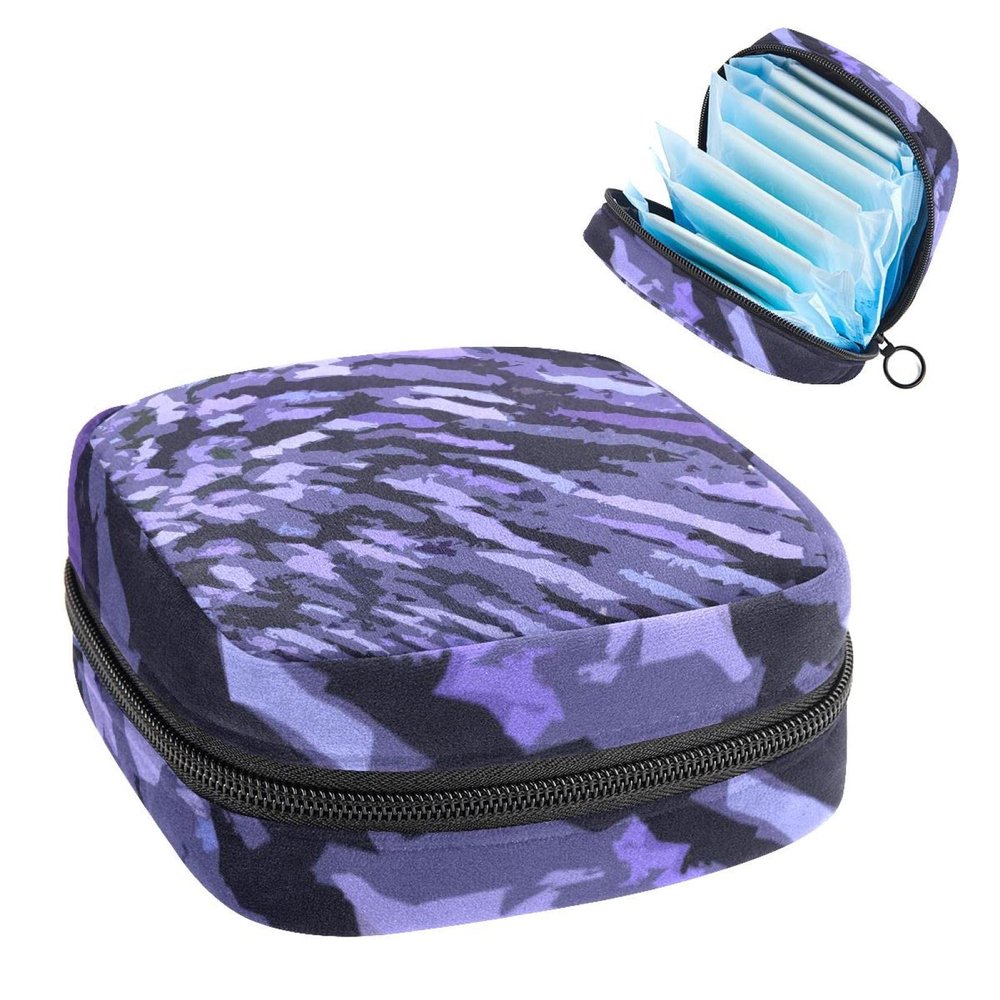 Portable Camouflage Period and Tampon Storage Bag with Zipper