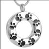 NOBRIM Silver Pet Ash Memorial Necklace Urn with Black Paw Print view 1