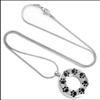 NOBRIM Silver Pet Ash Memorial Necklace Urn with Black Paw Print view 2