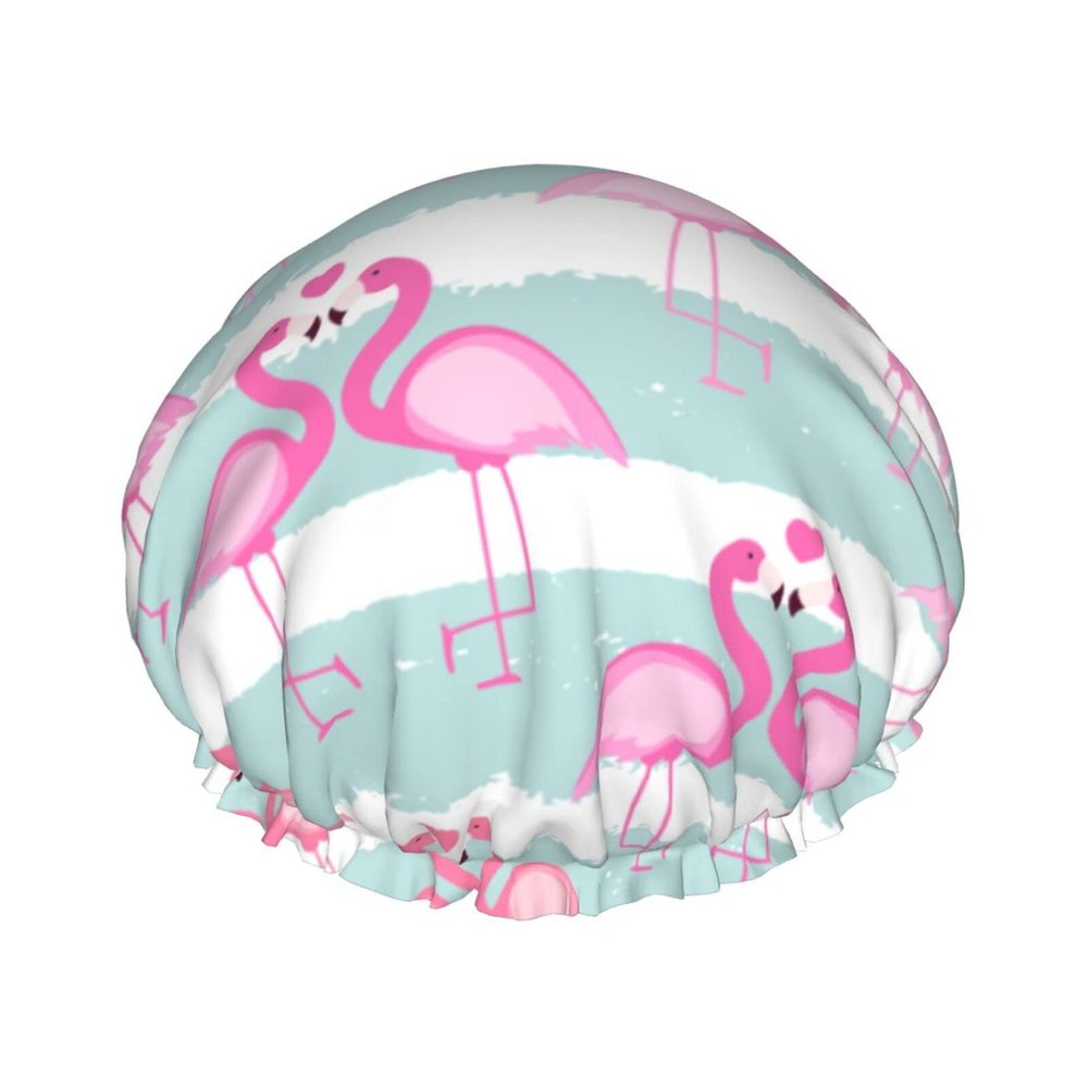 Flamingo Reusable Waterproof Adjustable Shower Cap for Women