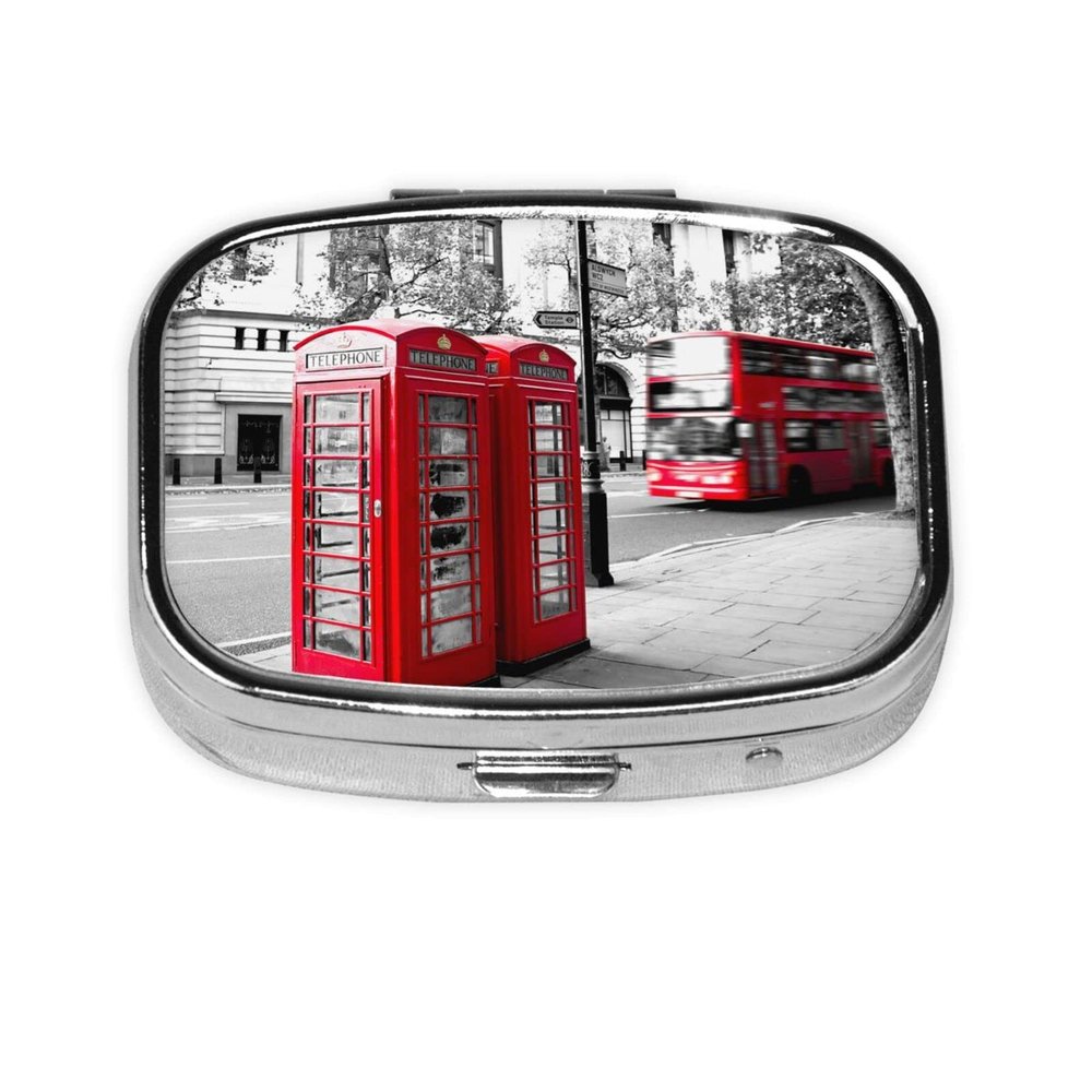 Telephone Booth Square Pill Box, Vitamin and Patient Pill Case