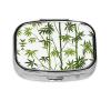 Square Pill Box with Green Bamboo Print, Pill Organizer for Cod Liver Oil and Vitamins view 1