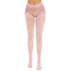 Runhomal Women's Sheer Lace Open-Crotch Pantyhose, Pink, M view 1