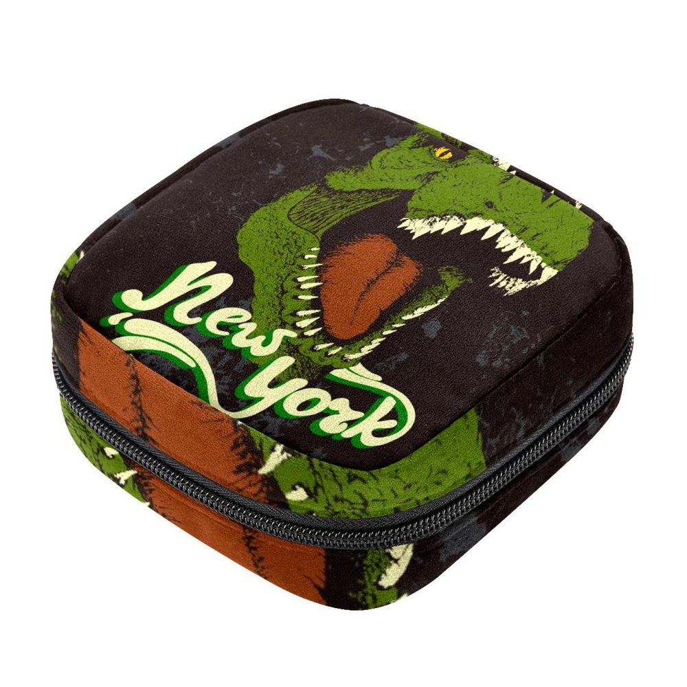 Angry Tyrannosaurus Head Period Pad Storage Bag for Women and Girls