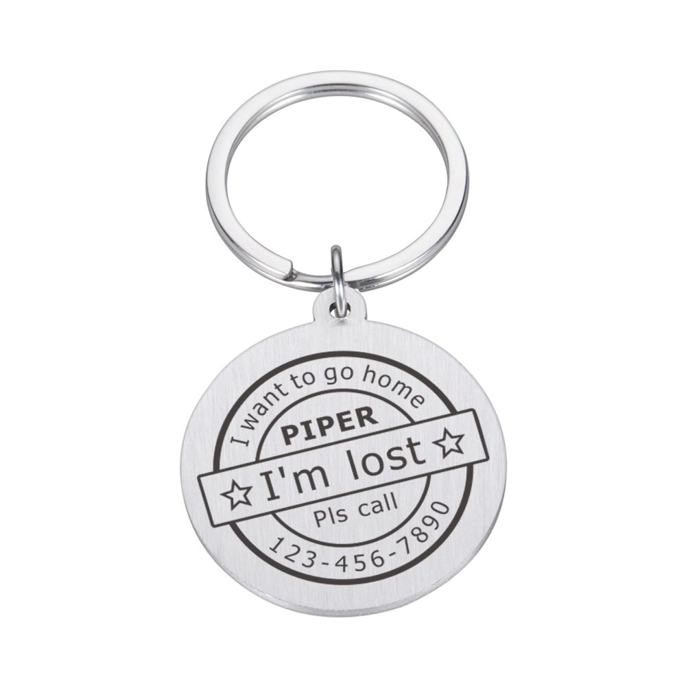 Engraved Pet ID Tag, Personalized Dog and Cat Name Tag, Silver, 22.4 x 20 mm